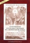 Portada de: Constituciones Conciliares y Sinodales del Arzobispado de Sevilla, Años 590 al 1604. Synodicon Baeti